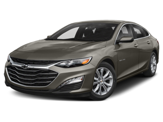 Chevrolet Malibu LT midsize sedan in gray, displayed in a front three-quarter view