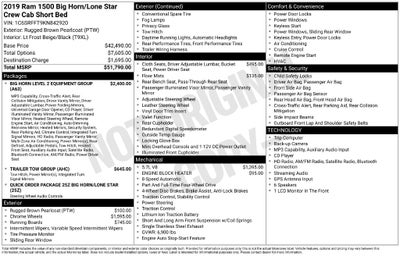 2019 RAM 1500 Big Horn/Lone Star Crew Cab 4x4 5'7' Box