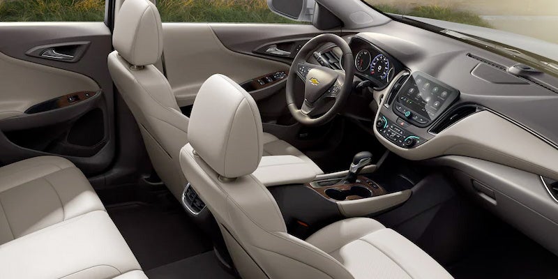 Spacious Chevrolet Malibu interior featuring light-colored seats